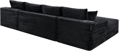 132" Oversized U-Shaped Cloud Sectional Couch Plush Corduroy Boneless Symmetrical Sofa, Front Facing Modular Compressed Boneless Sectional Sofa with Double Chaise Lounges