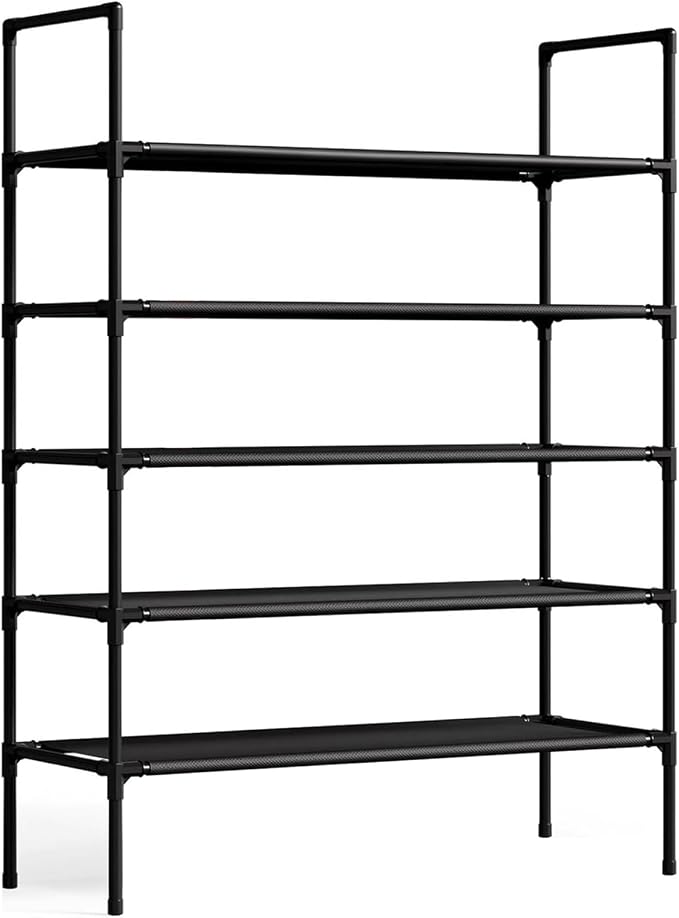 Multi Tier Shoe Rack for Closet Metal Wide Shoe Storage Organizer Oxford Fabric Cover Shoe Shelf for Entryway, Bedroom, Floor, Closet, Porch, Dorm, Living Room
