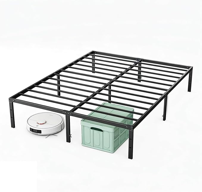 Sweetcrispy King Size 12 Inch Platform Bed Frame, Heavy Duty Metal Foundation Frame, Noise-Free Sturdy Steel Slats, Underbed Storage, No Box Spring Needed, Quick Setup