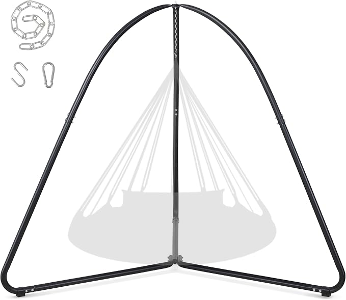 SUNCREAT Tripod Hanging Chair Stand – 400lbs Capacity, Heavy Duty Steel, Rust Resistant, Stable Hammock Frame for Air Porch, Indoor/Outdoor Use – Swing Not Included, Black