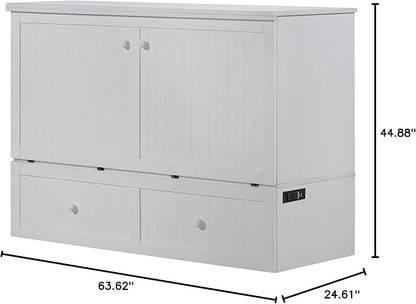 Mega Solutions Murphybedz Tuscany Murphy Cabinet Chest Bed with Charging Station 6 Inch (White, Queen)