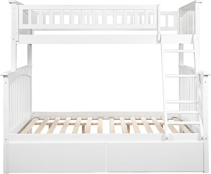 AFI, Columbia Twin Over Full Ladder Bunk Bed with Storage Drawers, White