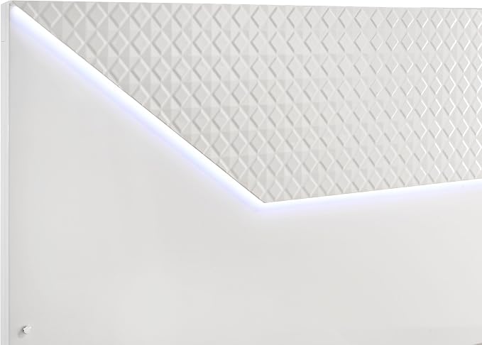 Coaster Home Furnishings Ives Contemporary 5-Piece Bedroom Set Queen Size LED Panel Bed Frame 57-inch Headboard White High Gloss 224941Q-S5