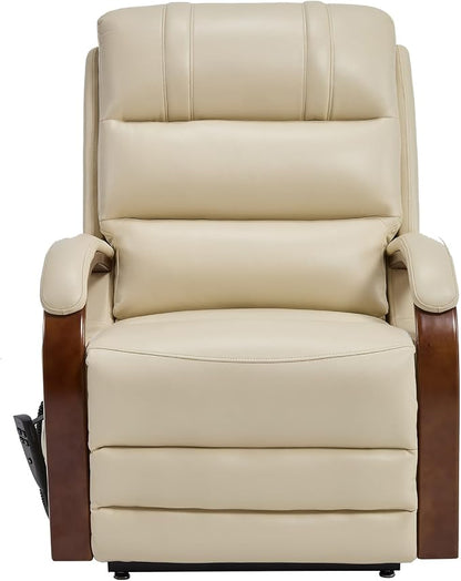 Trustyue Power Lift Recliner Chair, 180° Lay Flat Recliner, Lift Chair with Massage and Heat, Standing Assistance, Infinite Position Reclining, Living Room Chair for Elderly People(Faux Leather Beige)