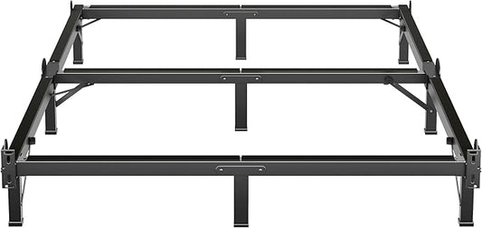 MAF Metal Bed Frame Full 8 Inches, 9-Legs Support Bed Base, Full Bed Frame for Box Spring and Mattress, Basics Bed Frame Headboard Attachable Tool-Free Easy Assembly, Black