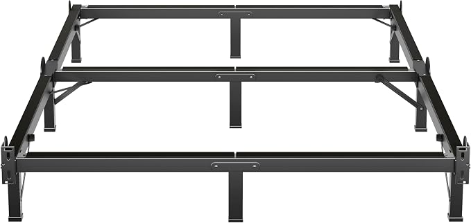 MAF Metal Bed Frame King 8 Inches, 9-Legs Support Bed Base, King Bed Frame for Box Spring and Mattress, Basics Bed Frame Headboard Attachable Tool-Free Easy Assembly, Black