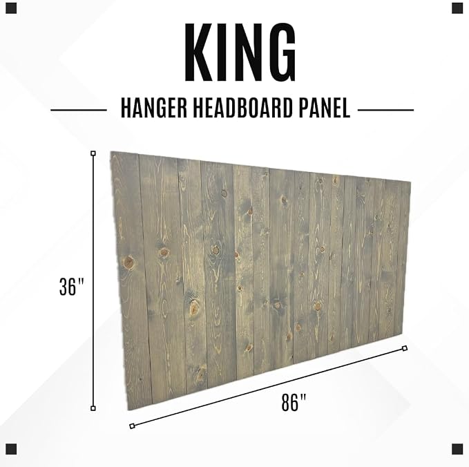 Barn Walls Solid Wood Headboard Gray Fog Oil-Based Finish with Smooth Natural Wood Grain, Wall-Mounted Panels, Adjustable Height, Rustic Coastal Bedroom, Built to Last, King Size Head Board