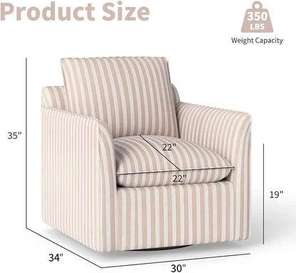INZOY Swivel Accent Chair Set of 2, Upholstered Square Chair with Thick Padded Backrest Cushion, Swivel Reading Chair for Living Room Bedroom Small Spaces, Brown