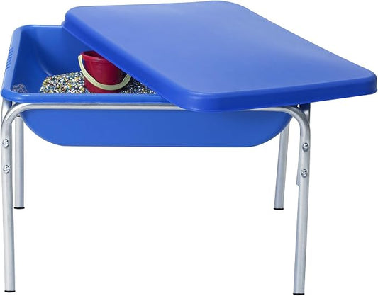 Children's Factory 18" Small Sensory Table, Sandbox with Lid, Water Table for Kids, Blue | Sandbox for Indoor or Outdoor Use, Rust-Resistant Sensory Bin for Classrooms, Preschools, and Daycares