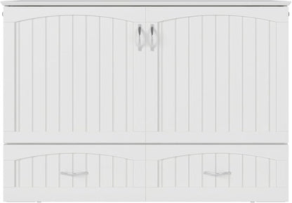 AFI, Southampton Murphy Bed Chest Full with 6" Mattress, Built-in USB Charger & Storage Drawer, White