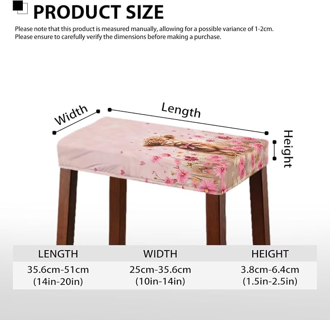 Covers for Bar Stool Seats Highland Cow Daisy Foot Stool Covers Rectangular Valentines Party Decortaion Rectangle Stool Cover Stretch Seat Covers for Bar Stool Chairs
