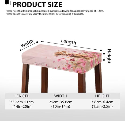 Covers for Bar Stool Seats Highland Cow Daisy Foot Stool Covers Rectangular Valentines Party Decortaion Rectangle Stool Cover Stretch Seat Covers for Bar Stool Chairs