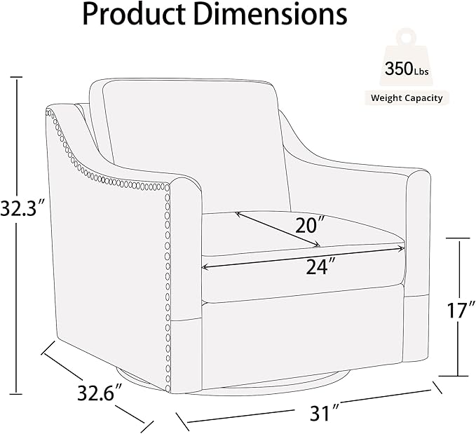 Swivel Accent Chair Set of 2，Armchair，Bronze Nail Decoration Comfy Living Room Chair,Single Sofa Chair，Reading Chairs,for Living Room Bedroom Reading Apartment (Black, 2 Black)