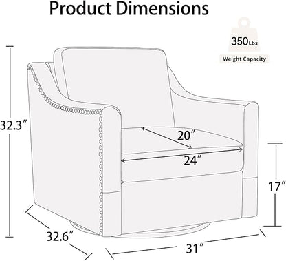 Swivel Accent Chair Set of 2，Armchair，Bronze Nail Decoration Comfy Living Room Chair,Single Sofa Chair，Reading Chairs,for Living Room Bedroom Reading Apartment (Black, 2 Black)