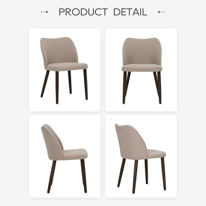 COLAMY Upholstered Dining Chairs Set of 4, Fabric Dining Room Kitchen Chairs with Padded Seat and Wood Legs for Restaurant/Cafe, Camel