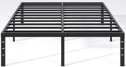 NEW JETO Metal Bed Frame,King Size Bed Frame with Storage Space,Heavy Duty Sturdy Mattress Foundation,Easy Assembly,No Box Spring Needed,Black,12 Inch,King