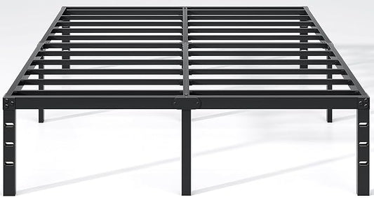 NEW JETO Metal Bed Frame,King Size Bed Frame with Storage Space,Heavy Duty Sturdy Mattress Foundation,Easy Assembly,No Box Spring Needed,Black,12 Inch,King