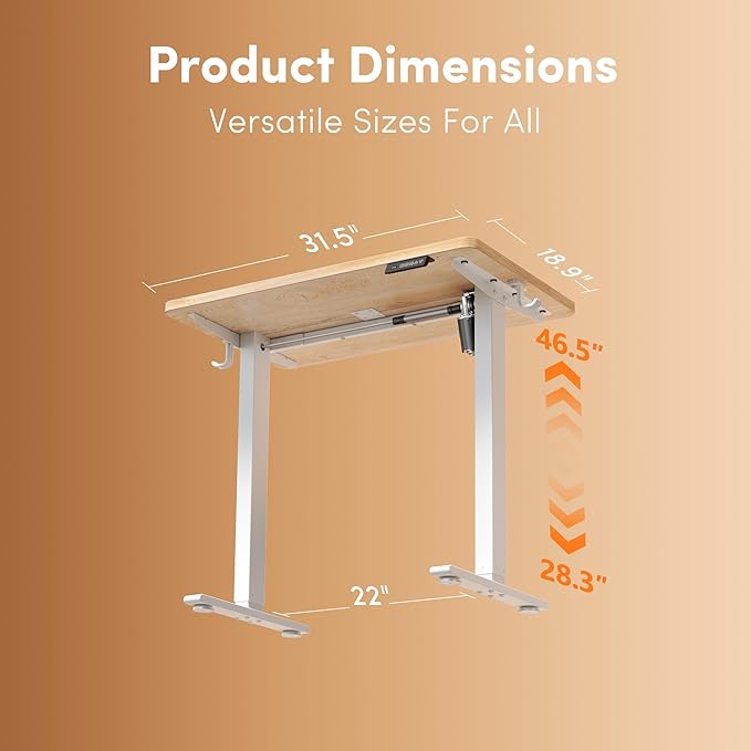 Cubiker Standing Desk, 32" Small Sit Stand Home Office Desk, Electric Stand up Desk, Adjustable Desk with Splice Board, White Frame/Maple Top