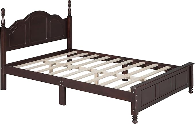 Harper & Bright Designs 3 Pieces Bedroom Sets, Full Size Wood Platform Bed Frame with 2 Nightstands, Retro Design, Farmhouse Bedroom Furnture Set, Easy to Assemble (Walnut)