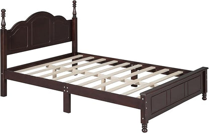 Harper & Bright Designs 3 Pieces Bedroom Sets, Full Size Wood Platform Bed Frame with 2 Nightstands, Retro Design, Farmhouse Bedroom Furnture Set, Easy to Assemble (Walnut)