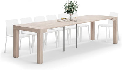 Mobili Fiver, First, Extendable Console Table 17.7(120) x35.4 in, Pearled Elm, Made in Italy