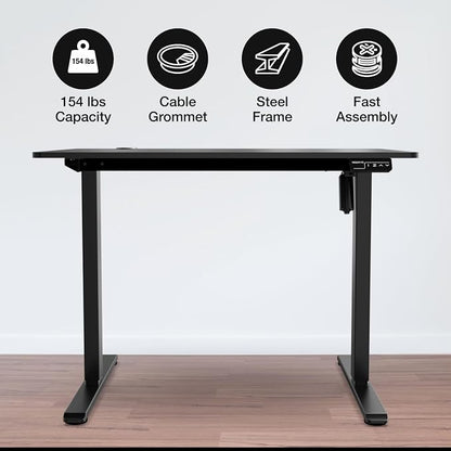 Mount-It! Electric Standing Desk Adjustable Height 40x24 – Compact Sit Stand Desk with Memory Presets, Home Office Workstation, Ergonomic Small Computer Table, Black Frame and Black Top