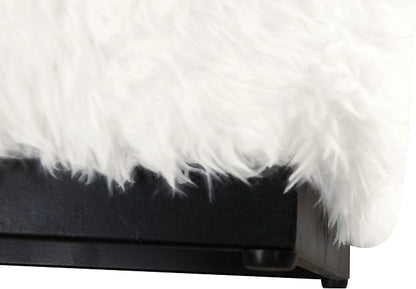 HomePop 16" Cube Ottoman - White Faux Fur