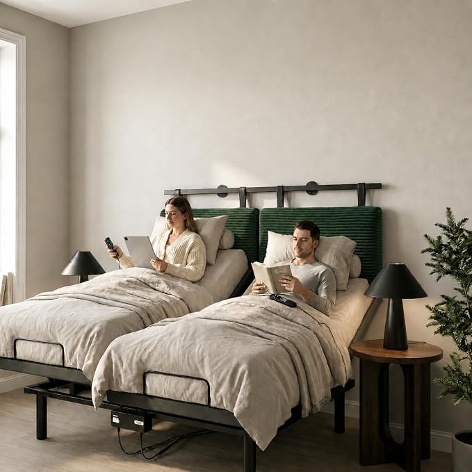 Queen Headboard only, Wall Mounted Headboard for Adjustable Bed, Hanging Head Board for Queen Size Bed Upholstered Headboard Cabeceras De Cama for Bedroom, Dorm, Guest Room, Green