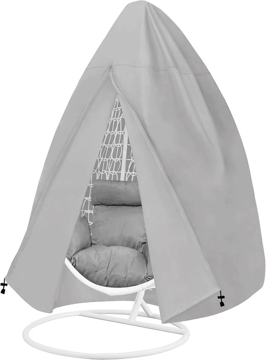Easy-Going Patio Hanging Egg Chair Cover, UV Resistant Waterproof Outdoor Single Seat Swing Chair Cover with Zipper, Grey