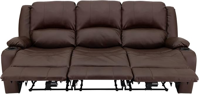 RecPro RV Recliner Charles 80" Powered Triple Wall Hugger | Drop Down Console | RV Furniture with Upgraded 2023 Fabric (Mahogany)
