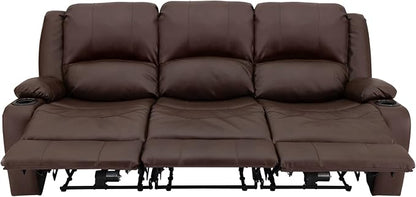 RecPro RV Recliner Charles 80" Powered Triple Wall Hugger | Drop Down Console | RV Furniture with Upgraded 2023 Fabric (Mahogany)
