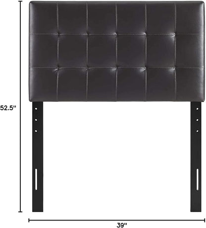 Modway Lily Tufted Faux Leather Upholstered Twin Headboard in Brown