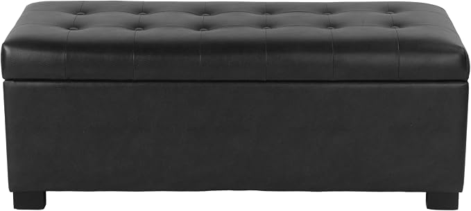 HomePop 46" Tufted Storage Bench - Classic Black