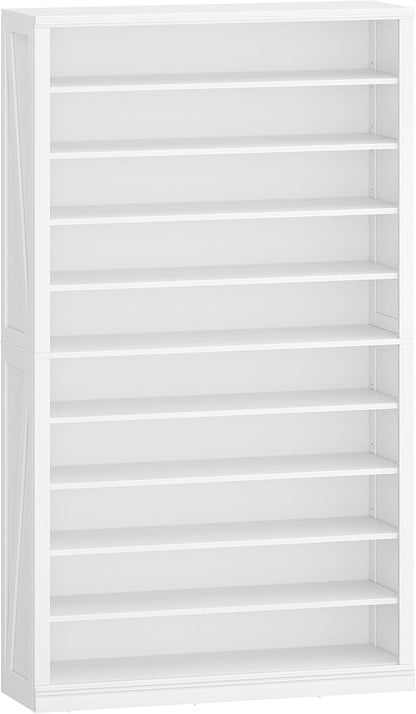 Hzuaneri Shoe Storage Cabinet, 10 Tiers Freestanding Shoe Cabinets, Wooden Shoes Rack with Cubby, 46-50 Pairs, Farmhouse Tall Shoes Cubby Organizer for Entryway, Living Room, White SR59803X