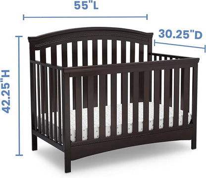 Delta Children Emerson 4-in-1 Convertible Crib - Greenguard Gold Certified, Dark Chocolate