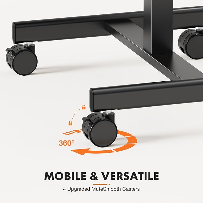 Sweetcrispy Mobile Rolling Desk with Lockable Wheels, Small Standing Laptop Desks, Sit Stand Adjustable Height Table Portable, Computer Workstations for Home Office, Black
