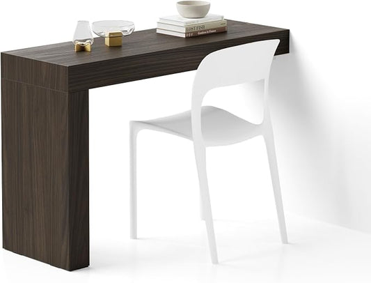 Mobili Fiver, Evolution Desk 47.2 x 15.7 in, Dark Walnut with One Leg, Made in Italy