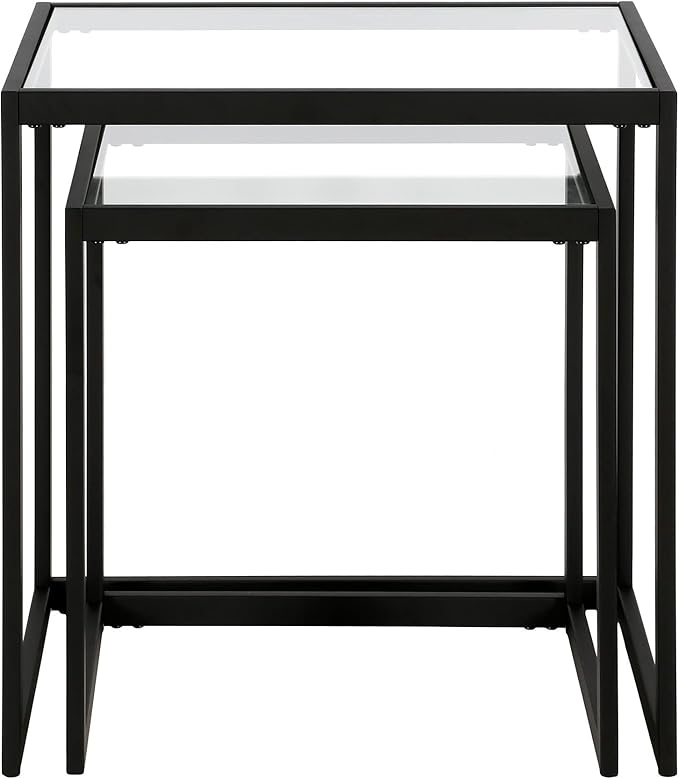 Henn&Hart Rectangular Nested Side Table in Blackened Bronze, Table for Living Room, Bedroom