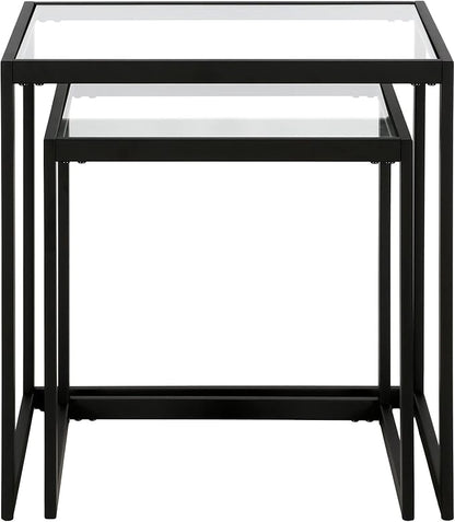 Henn&Hart Rectangular Nested Side Table in Blackened Bronze, Table for Living Room, Bedroom