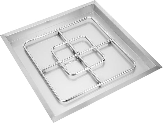 Onlyfire 36 Inch Square Fire Pit Burner Pan with Square Burner Ring – 304 Stainless Steel Drop-in Gas Fire Pit Insert for Natural Gas & Propane, 435,000 BTU, Square Flame Pattern for DIY Fire Table