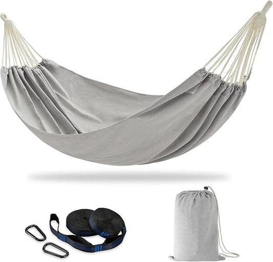 CHULIM Brazilian Double Hammock with Tree Straps,Extra Large 94x63IN,2 Persons Hammock for Backyard Patio Outdoor and Indoor,450lbs Weight Capacity,Soft Woven Cotton Fabric - Light Grey