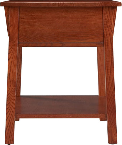 Leick Home Mission End Table, Solid Wood, 1 Storage Drawer, Secret Compartment, Bottom Display Shelf, Easy-Assembly, For Living Room/Bedroom, Russet, 24.0 in. L x 20.0 in. W x 24.0 in. H, 9066-SC