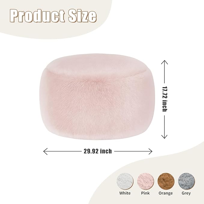 Gericco Round Stuffed Pouf Ottoman for Foot Rest, A Round Modern Foam Filled Poufs, Floor Chair for Living Room, Nursery, Dorm, A Soft Modern Foot Stool Perfect to Rest Your Feet (Pink, 29Inch)