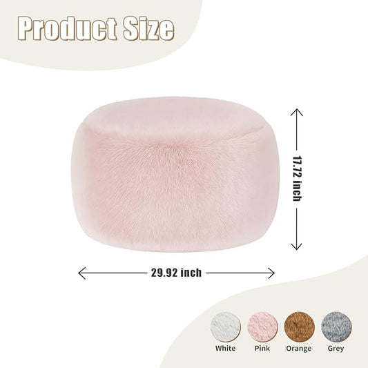 Gericco Round Stuffed Pouf Ottoman for Foot Rest, A Round Modern Foam Filled Poufs, Floor Chair for Living Room, Nursery, Dorm, A Soft Modern Foot Stool Perfect to Rest Your Feet (Pink, 29Inch)