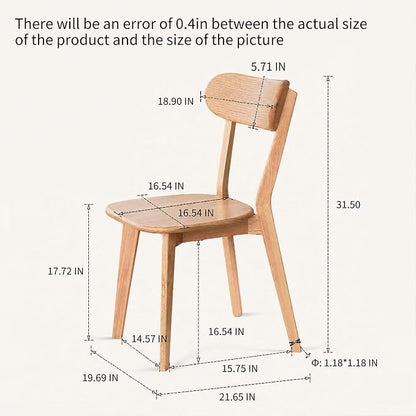 Solid Oak Dining Chairs Set of 4 – FAS Grade Frame, Mid Century Modern Armless Side Chairs, Heavy Duty 400 lb Capacity, Natural Finish Curved Back for Breakfast Nook, Dining Room & Kitchen