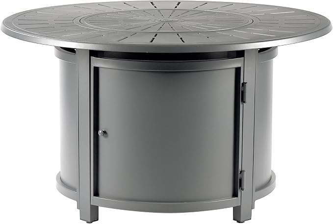 Oakland Living Round 44 in. x 44 in. Aluminum Propane Fire Pit Table with Glass Beads, Two Covers, Lid, 57,000 BTUs in Grey Finish