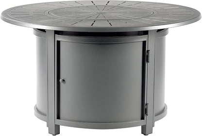Oakland Living Round 44 in. x 44 in. Aluminum Propane Fire Pit Table with Glass Beads, Two Covers, Lid, 57,000 BTUs in Grey Finish