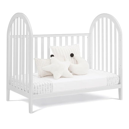 Delta Children Milano 4-in-1 Convertible Crib - Greenguard Gold Certified, Bianca White