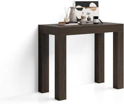 Mobili Fiver, First Extendable Console Table 17.7(120) x35.4 in, Dark Walnut, Made in Italy