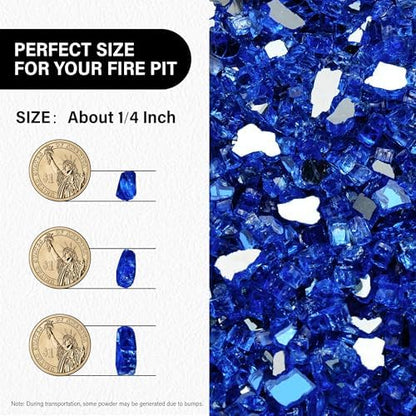 NUPICK 10 Pound Fire Glass, 1/4 Inch Reflective Fire Pit Glass Rocks